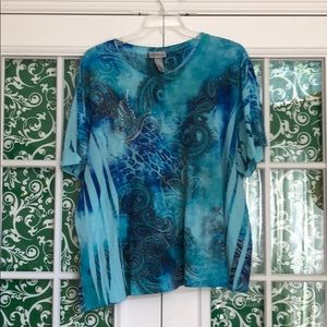 Liz & Me Tops - Sparkly Blue and Green Top Liz & Me Tops - Sparkly Blue and Green Top